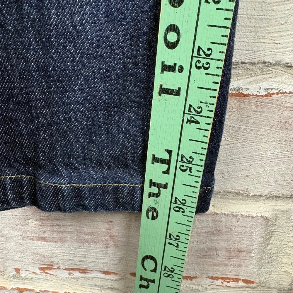 J.Crew Dark Wash Wide Leg Denim Jeans Sz 27 Patch Pocket Sailor Gold Button 90s